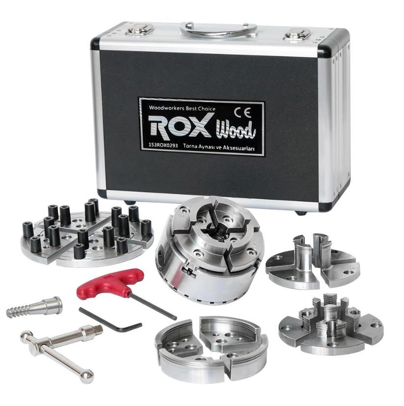 Rox Wood 0293 4 Çeneli Ahşap Torna Aynası ve Aksesuarları 6 Parça fiyatı