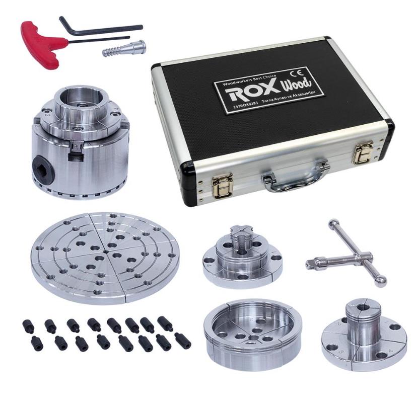 Rox Wood 0293 4 Çeneli Ahşap Torna Aynası ve Aksesuarları 6 Parça ne işe yarar