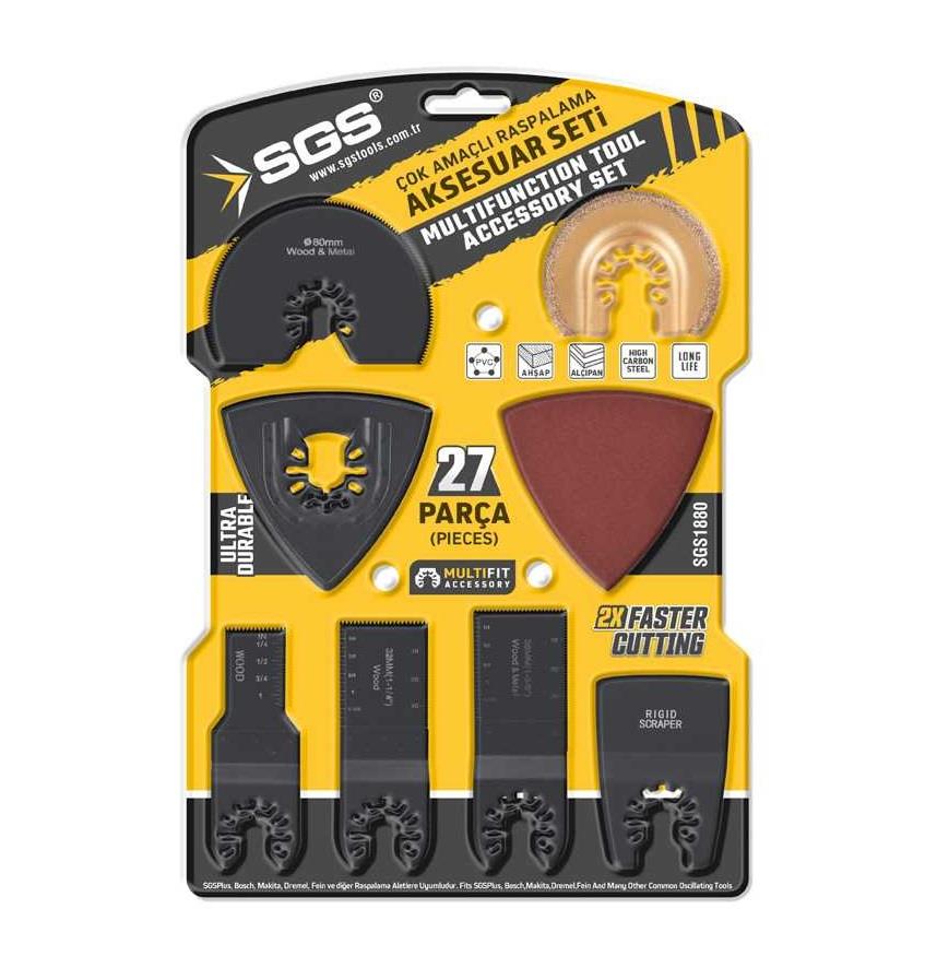 SGS 1880 MULTI-TOOLS KESİCİ VE RASPALAMA AKSESUAR SETİ 27 PARÇA fiyatı