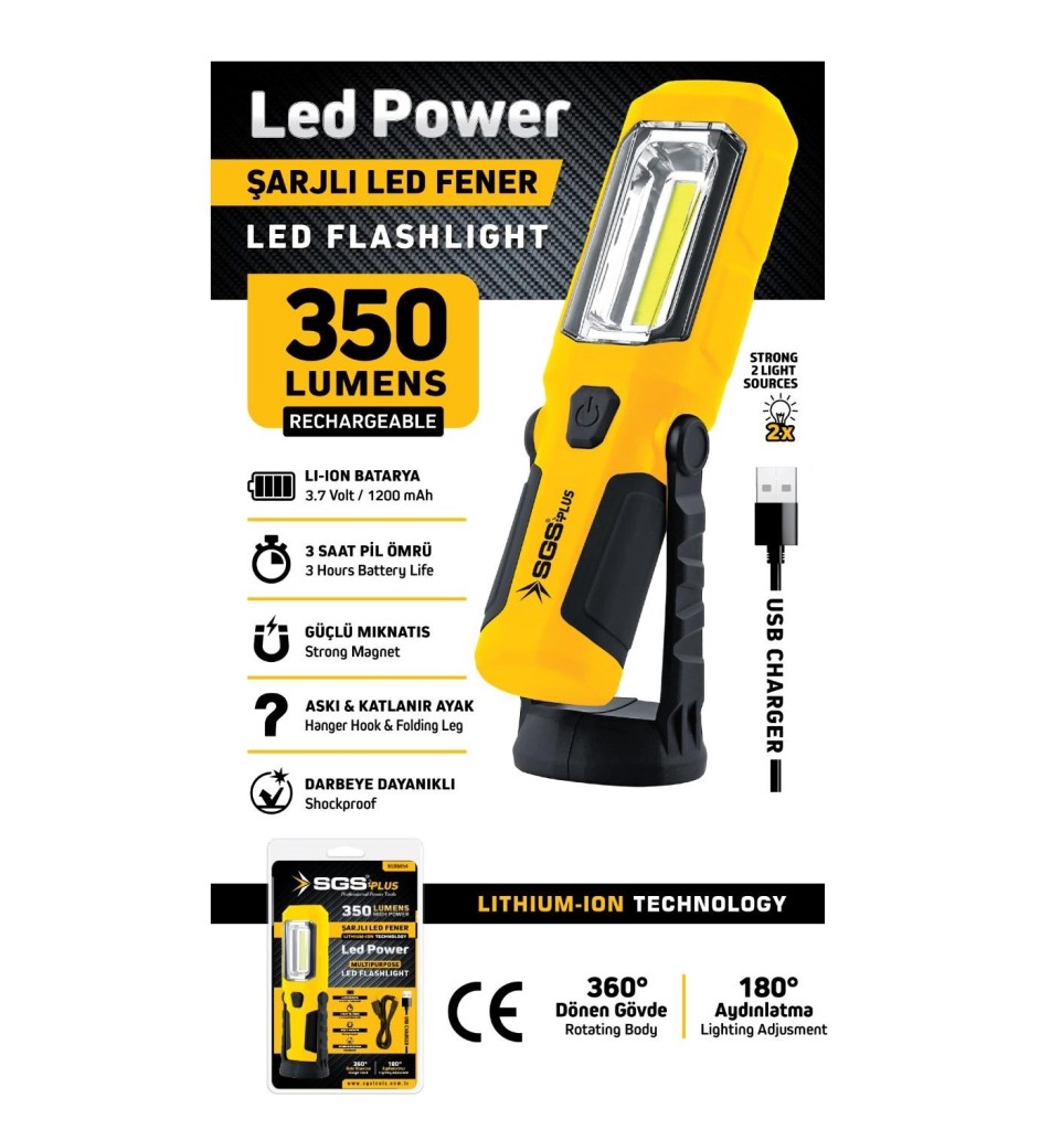 SGS 5054 ŞARJLI LED FENER 350 LÜMEN nasıl kullanılır