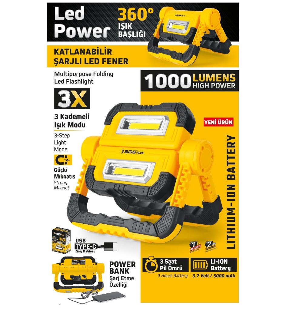 SGS 5057 ŞARJLI LED ÇALIŞMA LAMBASI-POWER BANK 1000 LÜMEN 3.7 VOLT/ 5000 mAh nereden bulurum