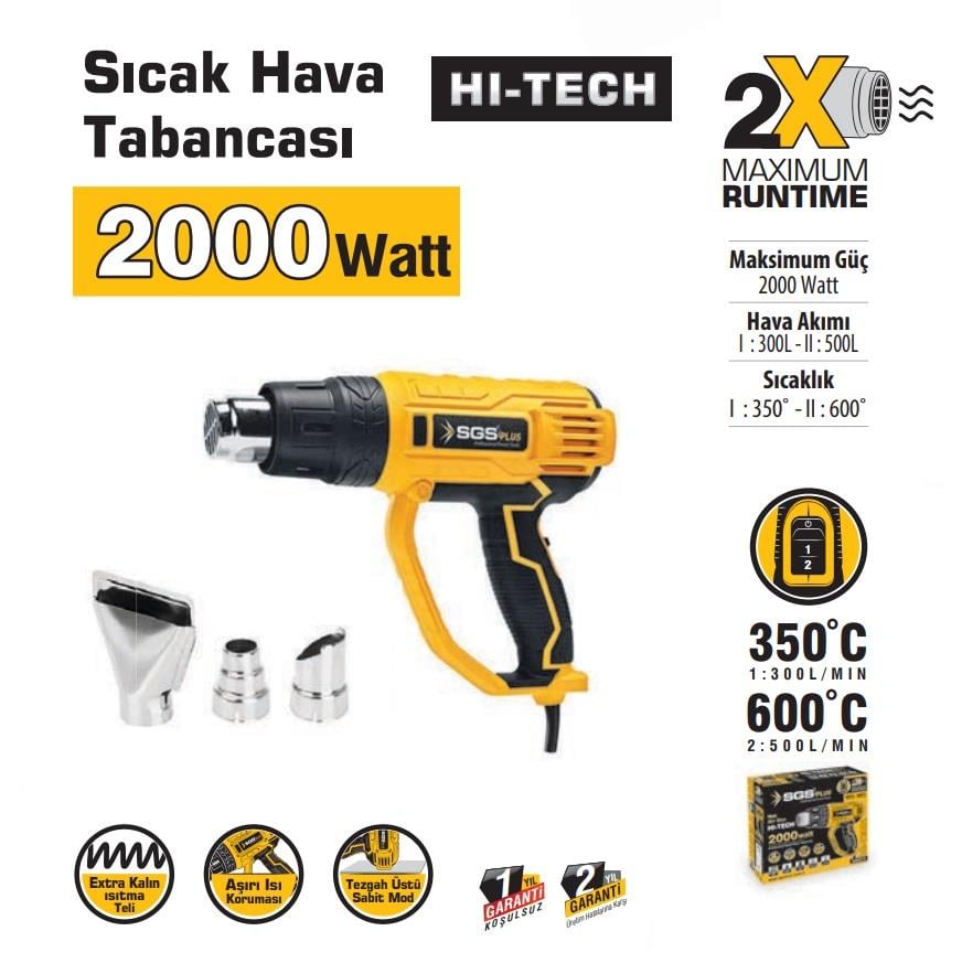 SGS 5215 SICAK HAVA TABANCASI 2000 WATT ne işe yarar