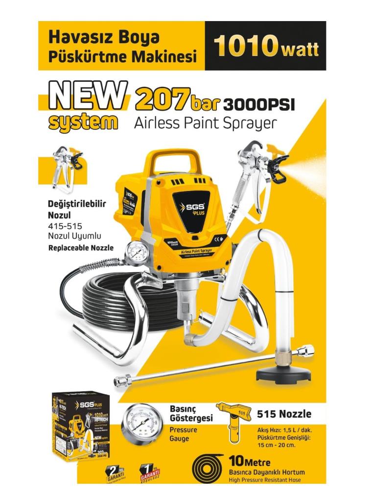 SGS 5280 HAVASIZ BOYA PÜSKÜRTME MAKİNASI 1010 WATT 207 BAR nasıl kullanılır