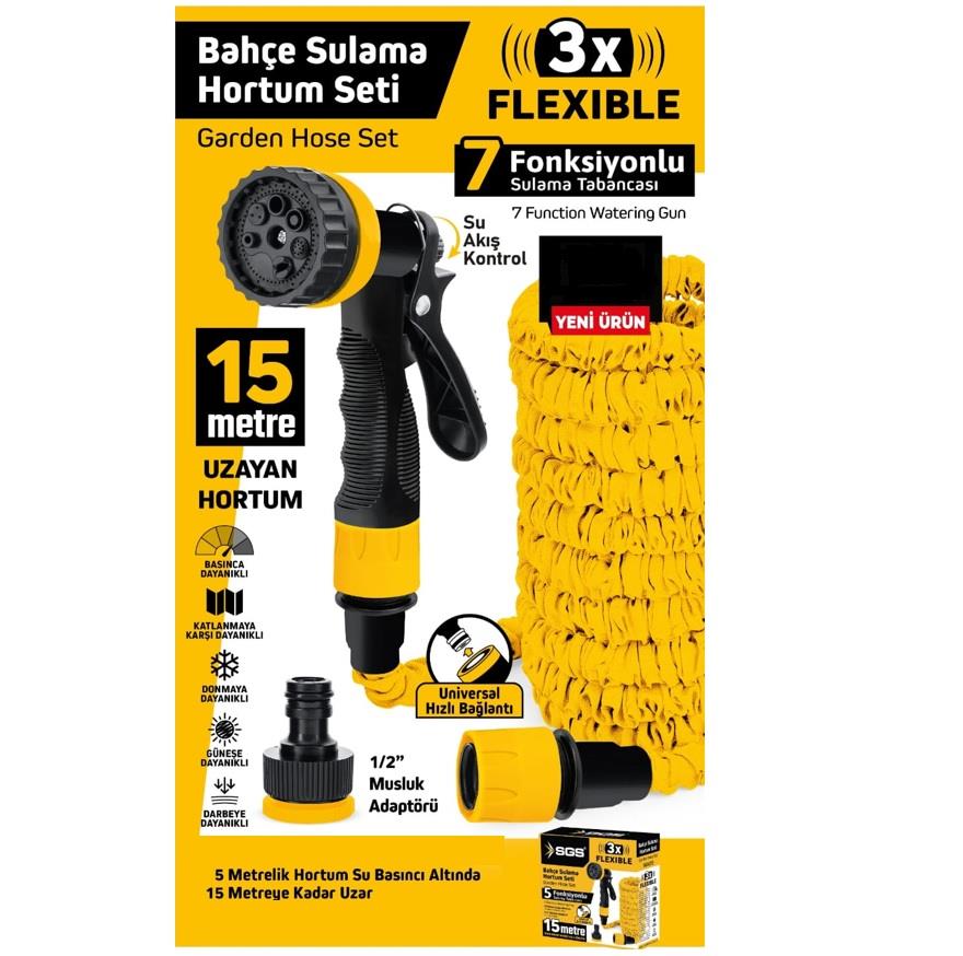 SGS 5472 7 FONKSİYONLU BAHÇE SULAMA HORTUM SETİ (5-15 Metre) fiyatı
