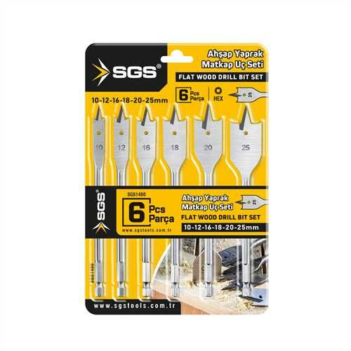 SGS 6 Parça Bits Saplı Ahşap Yaprak Matkap Ucu Seti (SGS1480) fiyatı
