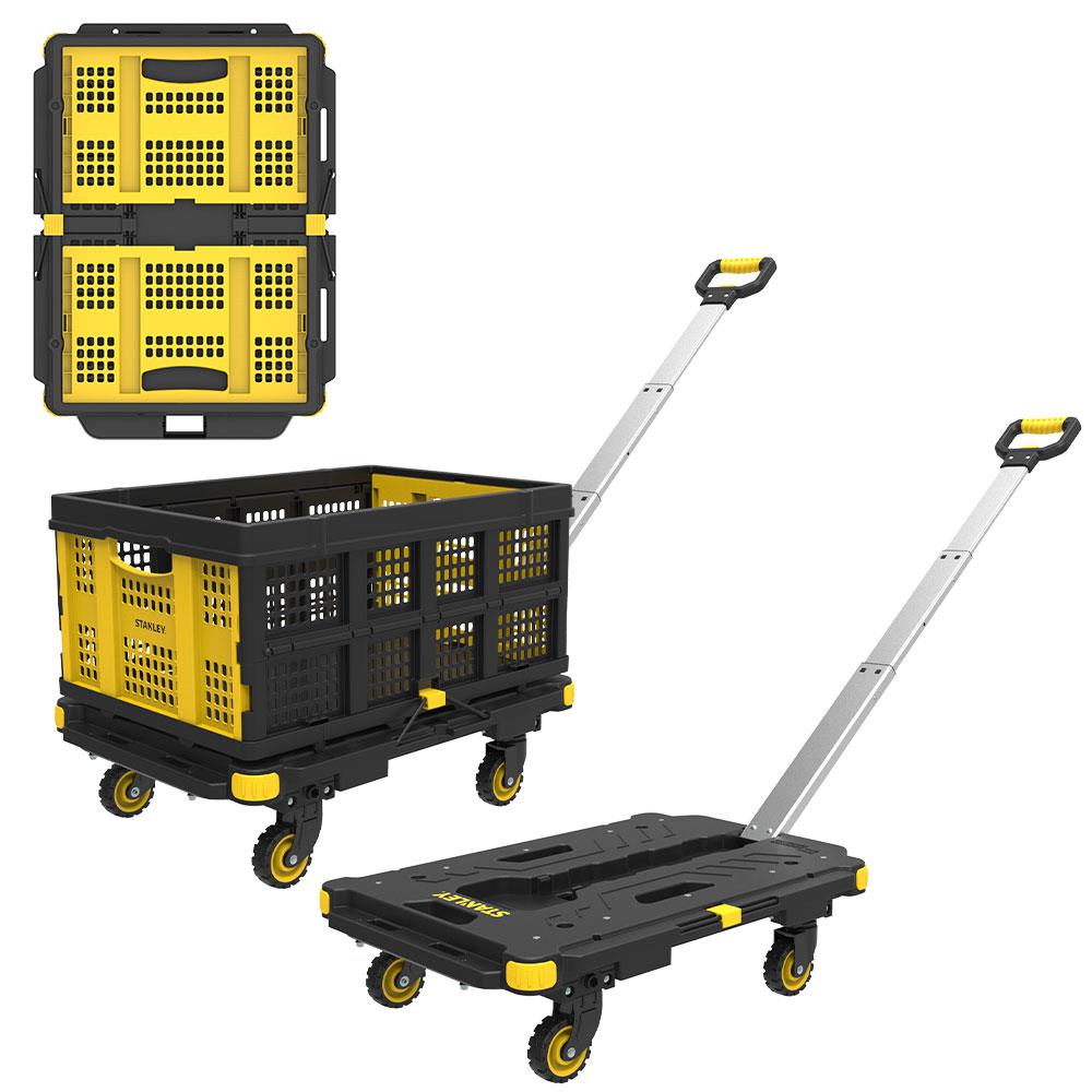 STANLEY PC532B 137kg 62x45cm Dört Tekerli Çekme Kollu Yük ve Paket Taşıma Arabası + FT505 Çok Amaçlı Taşıma Sepeti fiyatı