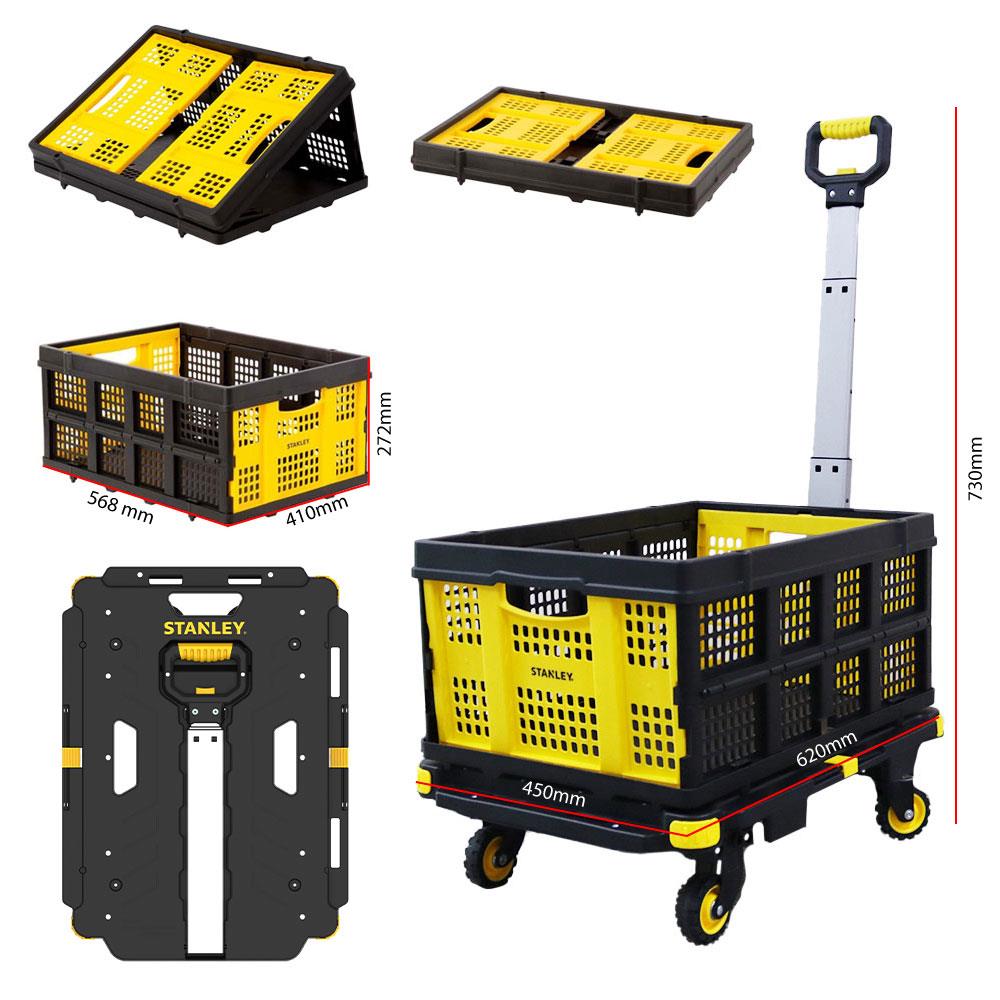 STANLEY PC532B 137kg 62x45cm Dört Tekerli Çekme Kollu Yük ve Paket Taşıma Arabası + FT505 Çok Amaçlı Taşıma Sepeti nasıl kullanılır