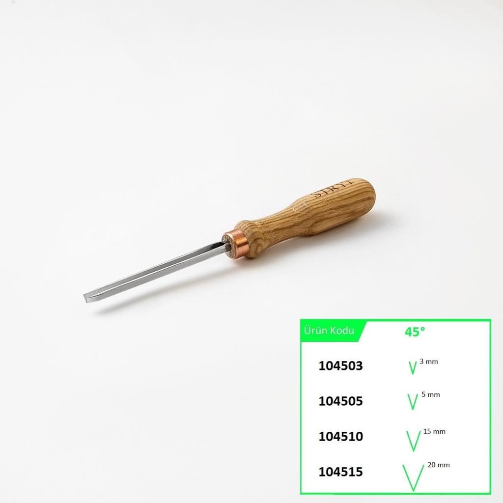 STRYI 104505 V Ağız 45 Derece Ahşap Oyma Iskarpelası 5 mm nasıl kullanılır