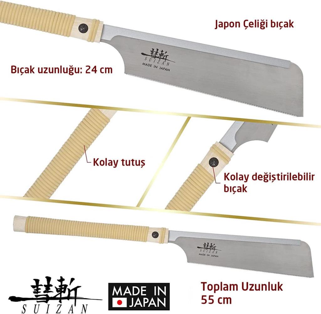 Suizan Dozuki Dovetail Çokyönlü Kesim Japon Testeresi 24 cm nasıl kullanılır