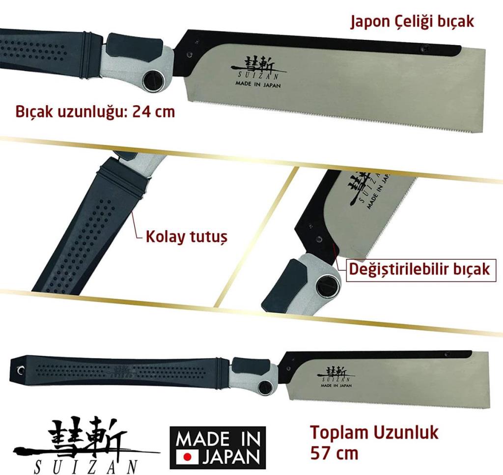 Suizan Dozuki Dovetail Cross-Cut Katlanır Japon Testeresi 24 cm nasıl kullanılır