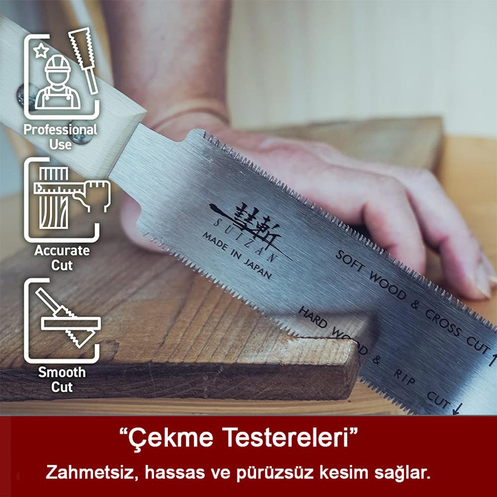 Suizan Mini Ryoba Japon Testeresi Çift Taraflı 15 cm Ahşap Saplı ne işe yarar