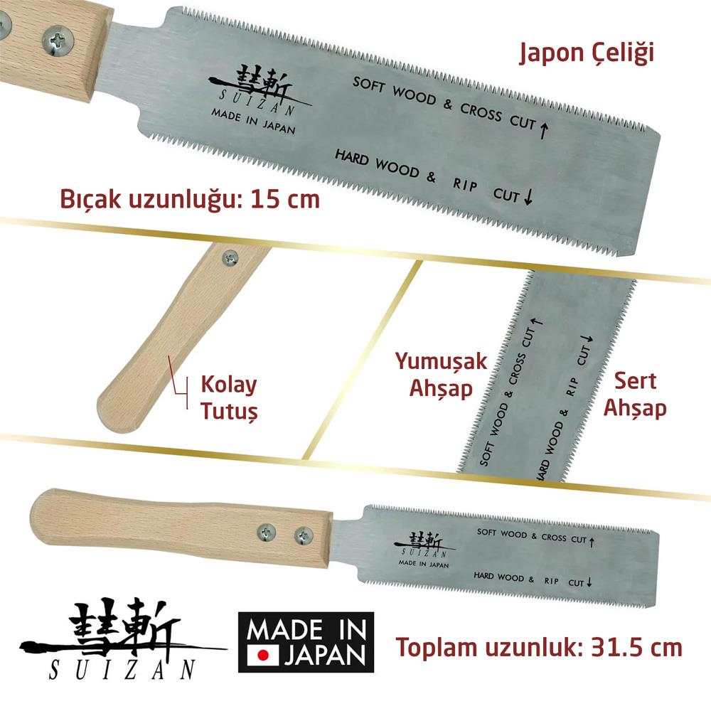 Suizan SFL004 Mini Flush Cut Çift Taraflı Japon Testeresi 15 cm ne işe yarar