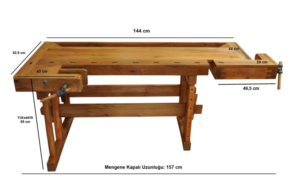 Titi İki Mengeneli Hobi Ahşap Oyma Marangoz Çalışma Tezgahı 144cm fiyatı