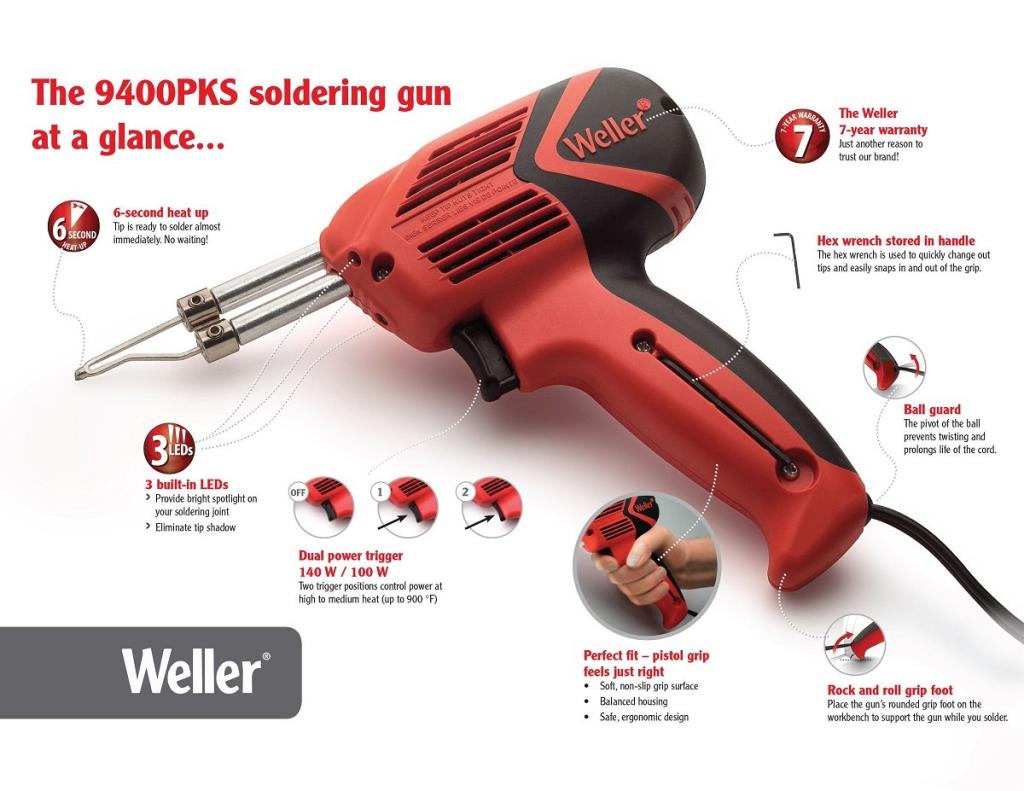 WELLER WLG940023C Tabanca Tip Lehim Havyası 100-140 Watt ne işe yarar