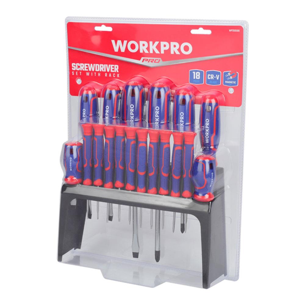 WORKPRO WP200506 18 Parça Duvar Askı Aparatlı Profesyonel CR-V Manyetik Tornavida Seti ne işe yarar
