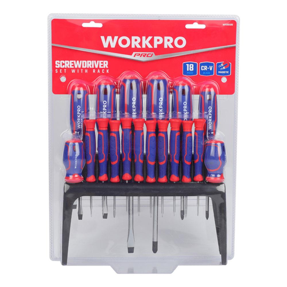 WORKPRO WP200506 18 Parça Duvar Askı Aparatlı Profesyonel CR-V Manyetik Tornavida Seti ne işe yarar
