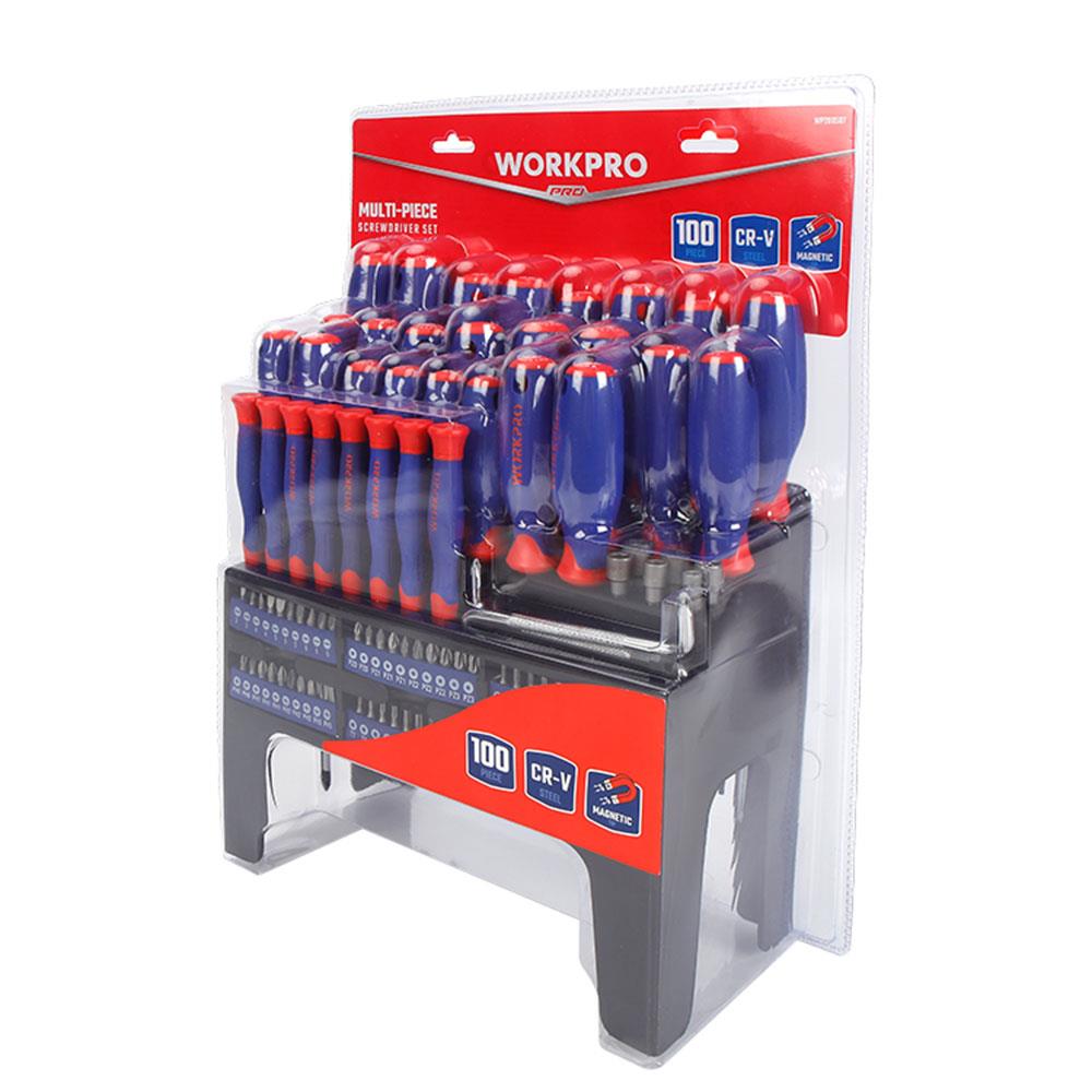WORKPRO WP200507 100 Parça Duvar Askı Aparatlı Profesyonel CR-V Manyetik Tornavida ve Bits Uç Seti nasıl kullanılır