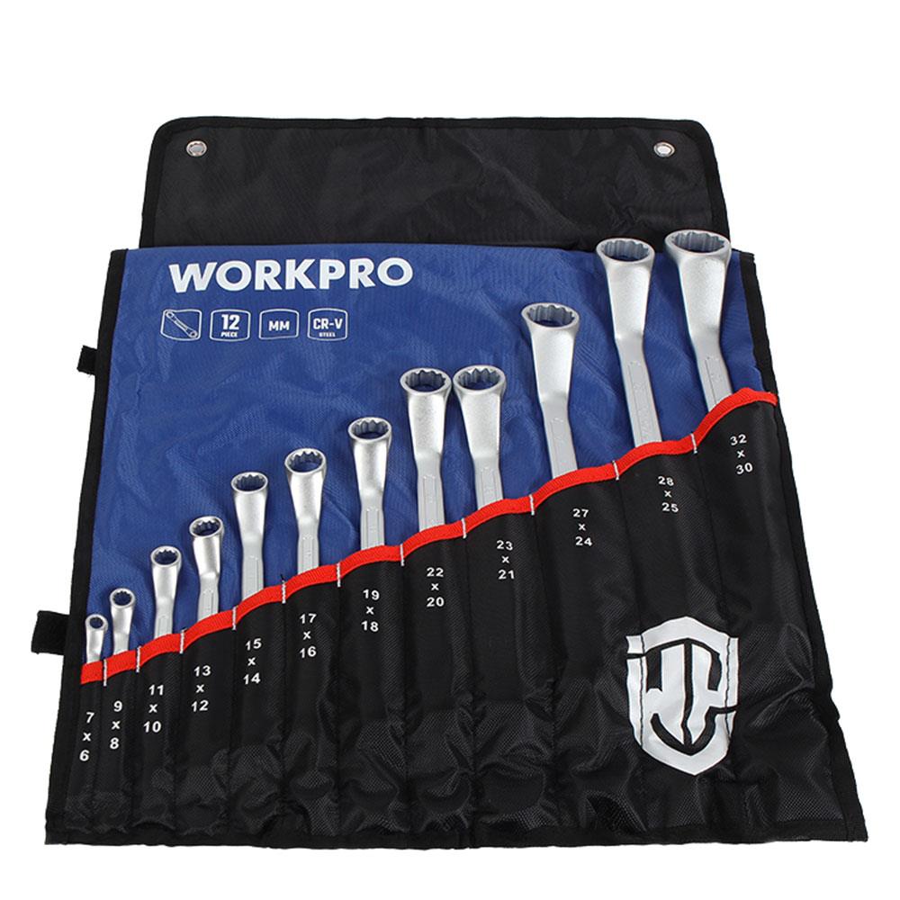 WORKPRO WP202510 6-32mm 12 Parça CR-V Profesyonel İki Ağızlı Yıldız Anahtar Takımı + Bez Taşıma Kılıfı fiyatı