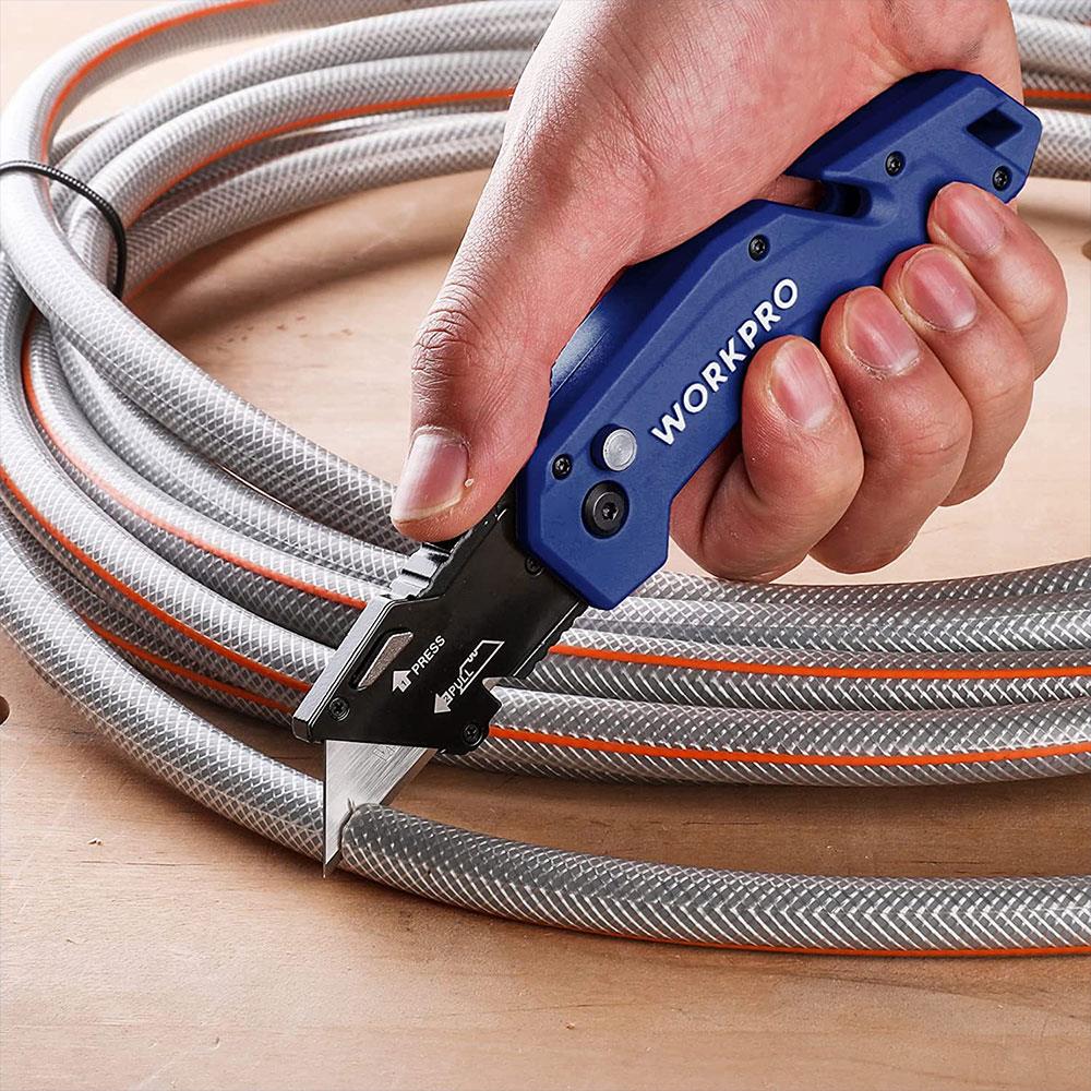 WORKPRO WP211008 Profesyonel Katlanır Çok Amaçlı Rötuş Maket Bıçağı + 10 Adet Yedek Bıçak ne işe yarar