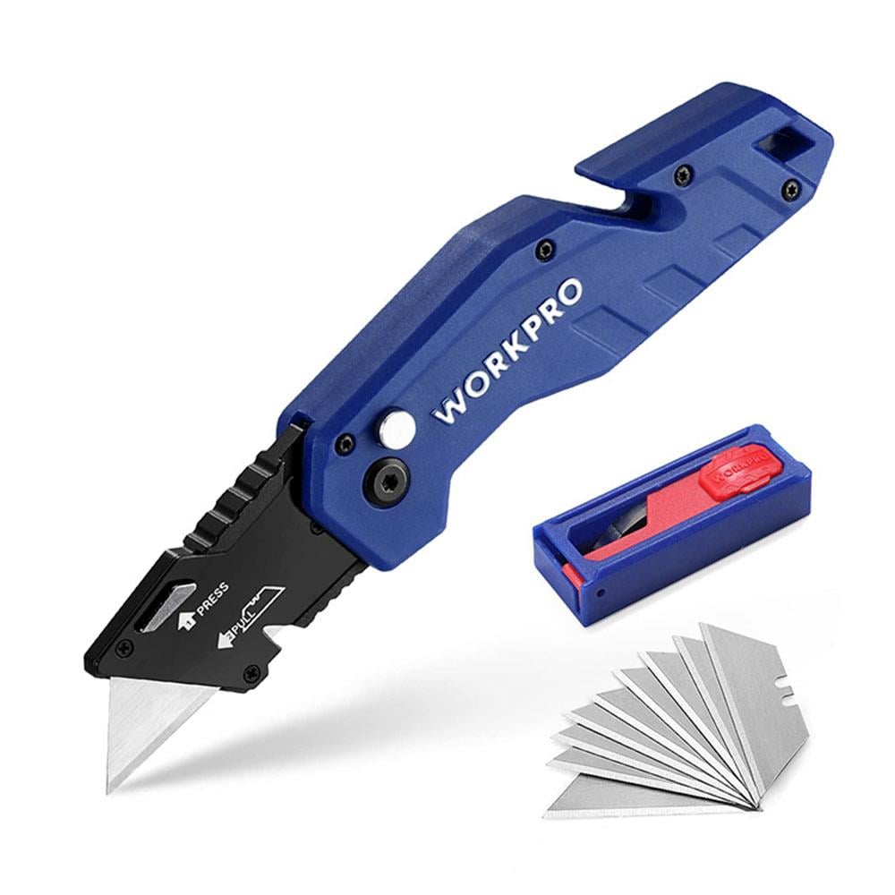 WORKPRO WP211008 Profesyonel Katlanır Çok Amaçlı Rötuş Maket Bıçağı + 10 Adet Yedek Bıçak fiyatı
