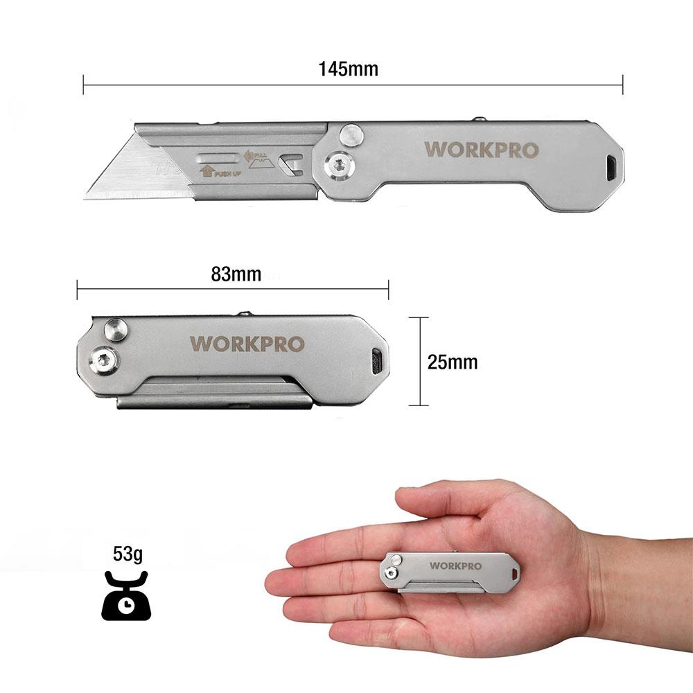 WORKPRO WP211016 Paslanmaz Çelik Gövde Katlanır Rötuş Maket Bıçağı nasıl kullanılır
