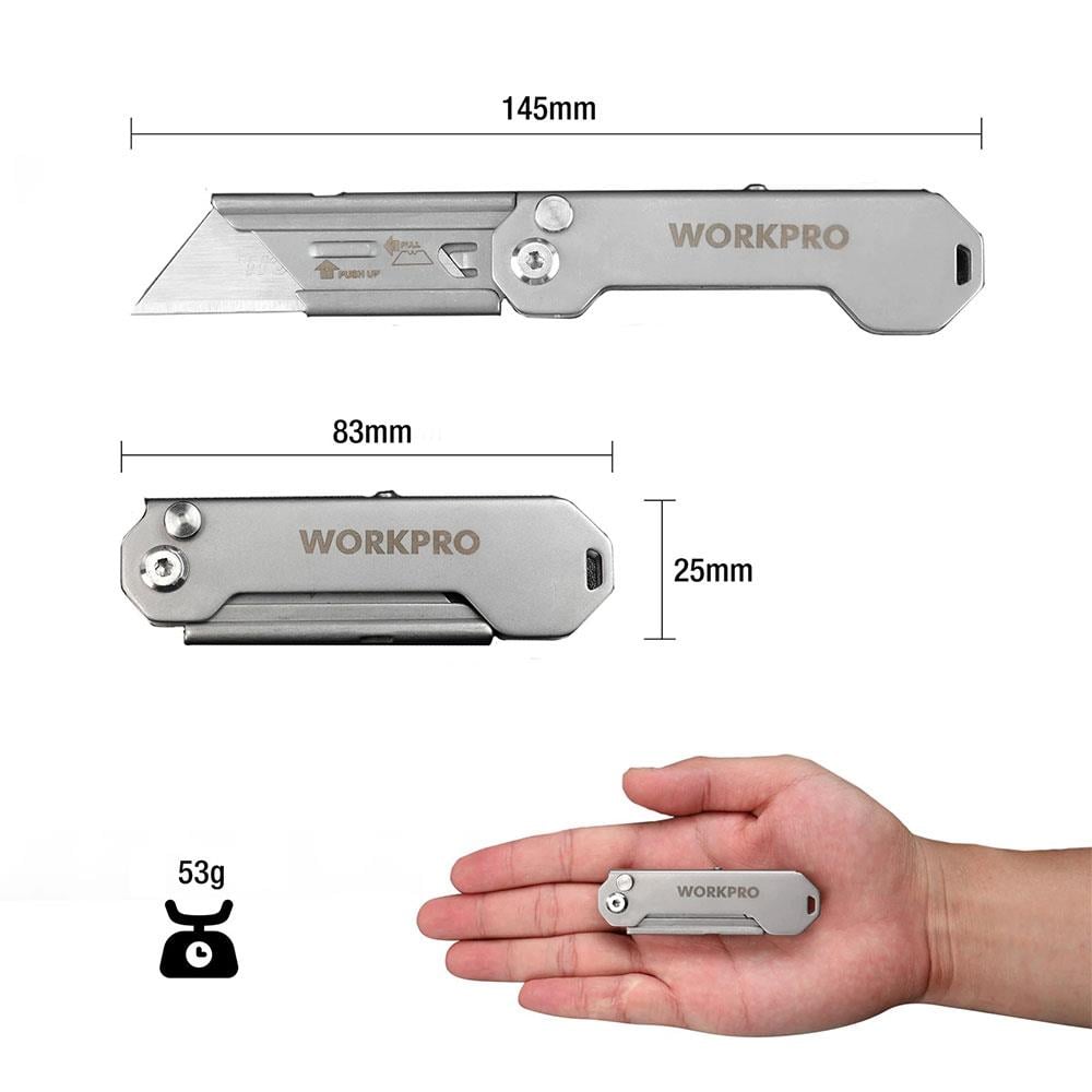 WORKPRO WP211016 Paslanmaz Çelik Gövde Katlanır Rötuş Maket Bıçağı nasıl kullanılır