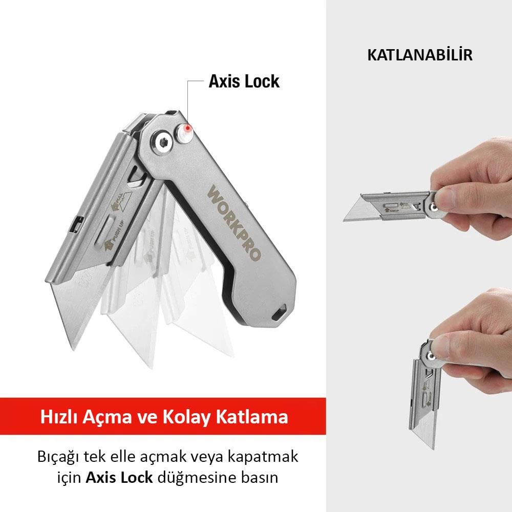 WORKPRO WP211016 Paslanmaz Çelik Gövde Katlanır Rötuş Maket Bıçağı ne işe yarar