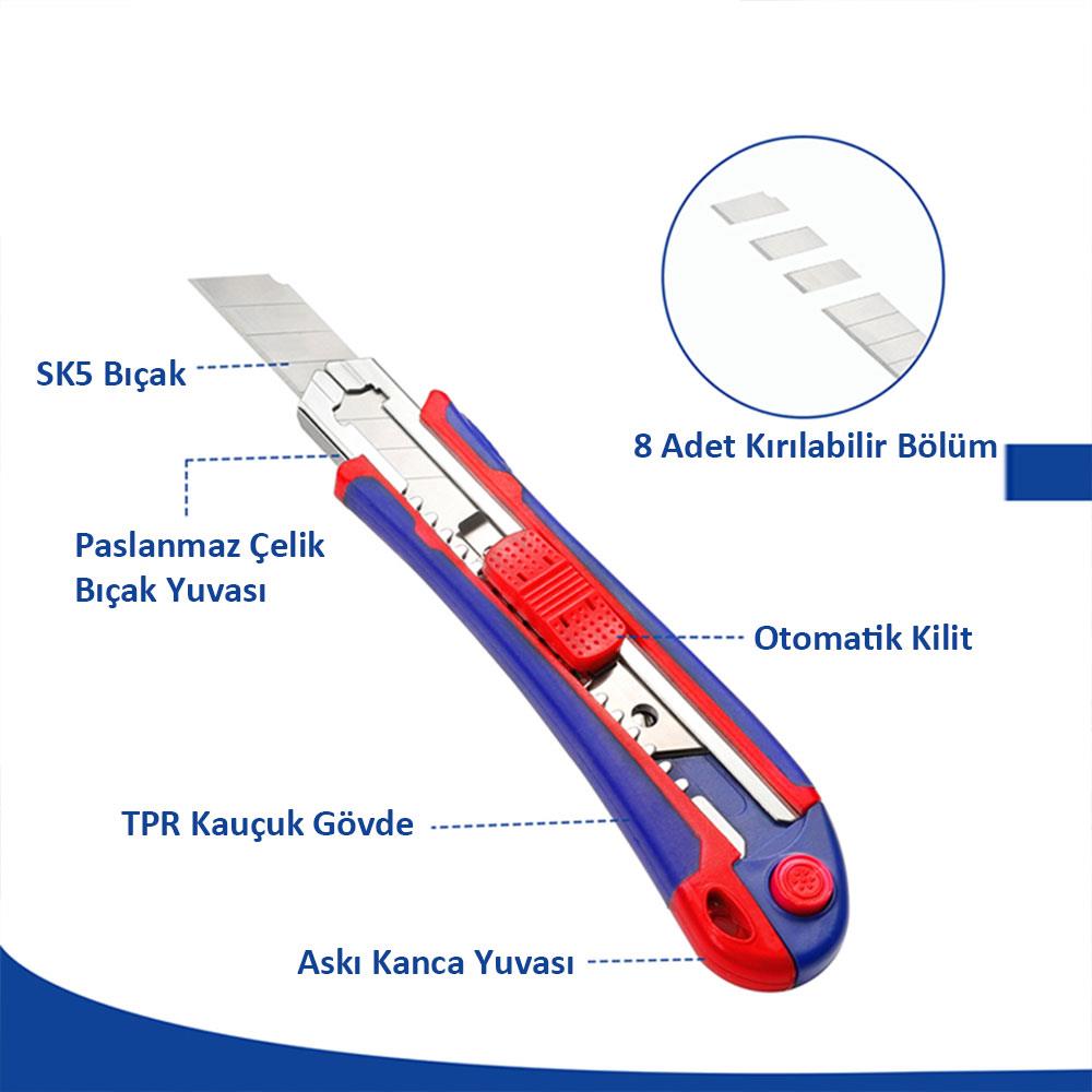 WORKPRO WP212011 18MM Ağır Hizmet Paslanmaz Çelik Kasa Yedek Kartuşlu Maket Bıçağı + 4 Adet Yedek Bıçak nereden bulurum