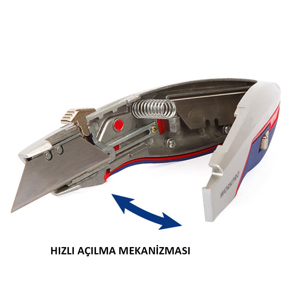 WORKPRO WP213011 Ağır Hizmet Alüminyum Gövde Geri Çekilebilir Rötuş Maket Bıçağı + 3 Adet Yedek Bıçak nereden bulurum