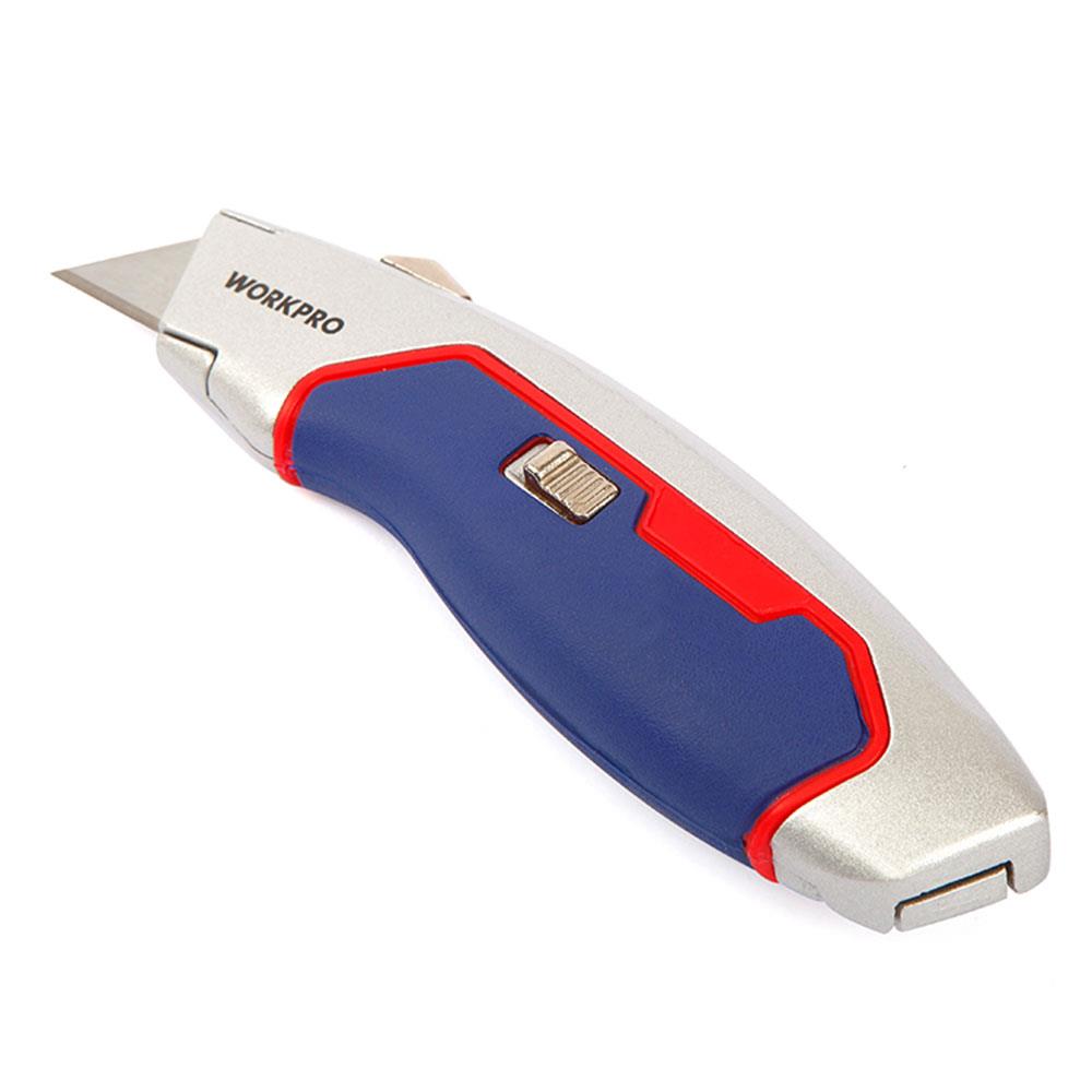 WORKPRO WP213011 Ağır Hizmet Alüminyum Gövde Geri Çekilebilir Rötuş Maket Bıçağı + 3 Adet Yedek Bıçak ne işe yarar