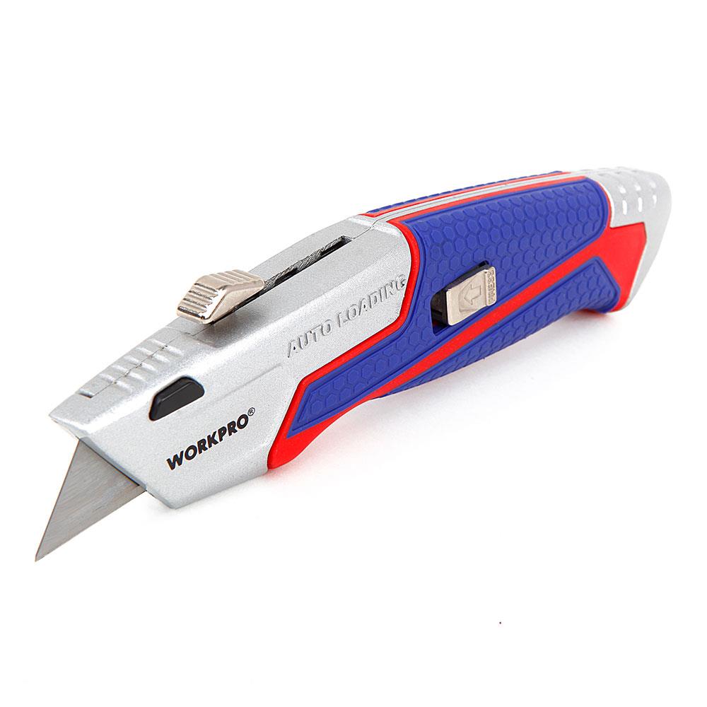 WORKPRO WP213012 Ağır Hizmet Alüminyum Gövde Geri Çekilebilir Rötuş Maket Bıçağı + 4 Adet Yedek Bıçak nasıl kullanılır