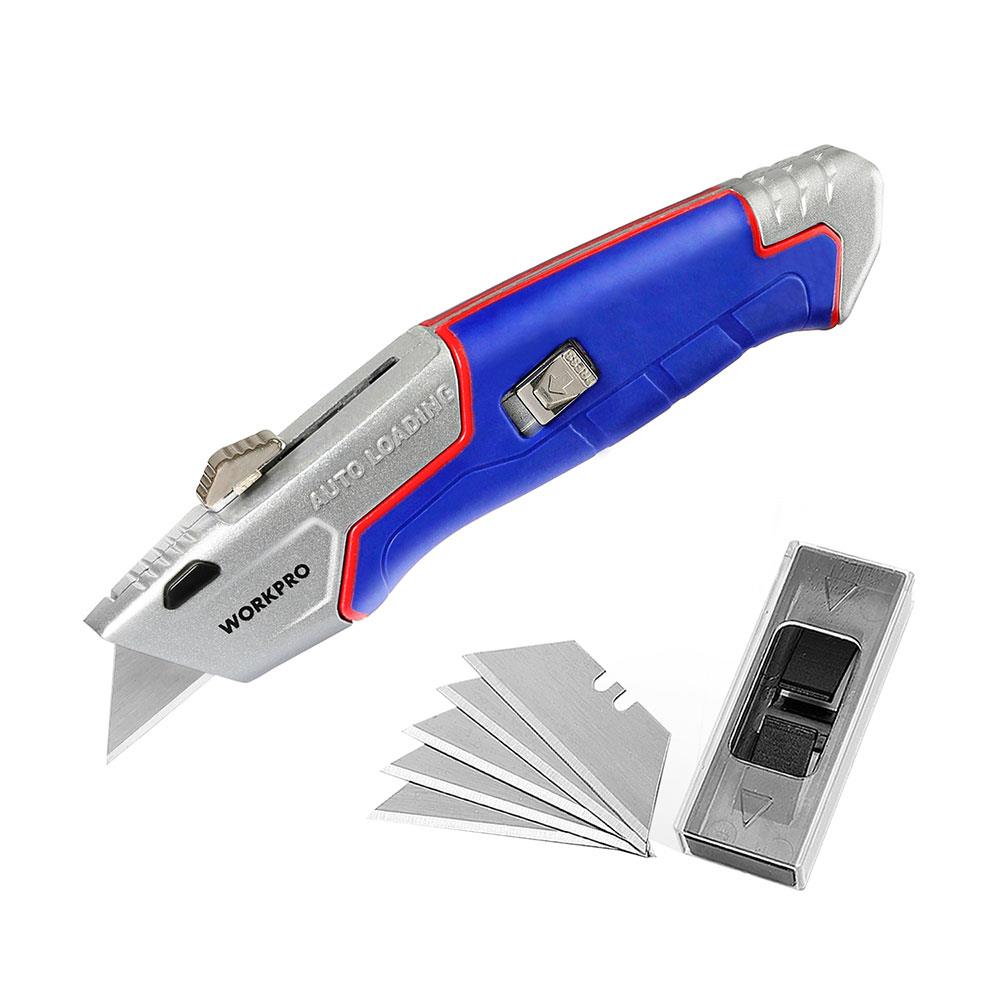 WORKPRO WP213012 Ağır Hizmet Alüminyum Gövde Geri Çekilebilir Rötuş Maket Bıçağı + 4 Adet Yedek Bıçak fiyatı