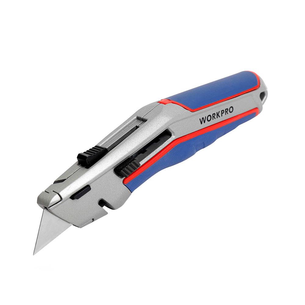 WORKPRO WP213015 Ağır Hizmet Alüminyum Gövde Otomatik Geri Çekilebilir Rötuş Maket Bıçağı + 5 Adet Yedek Bıçak fiyatı