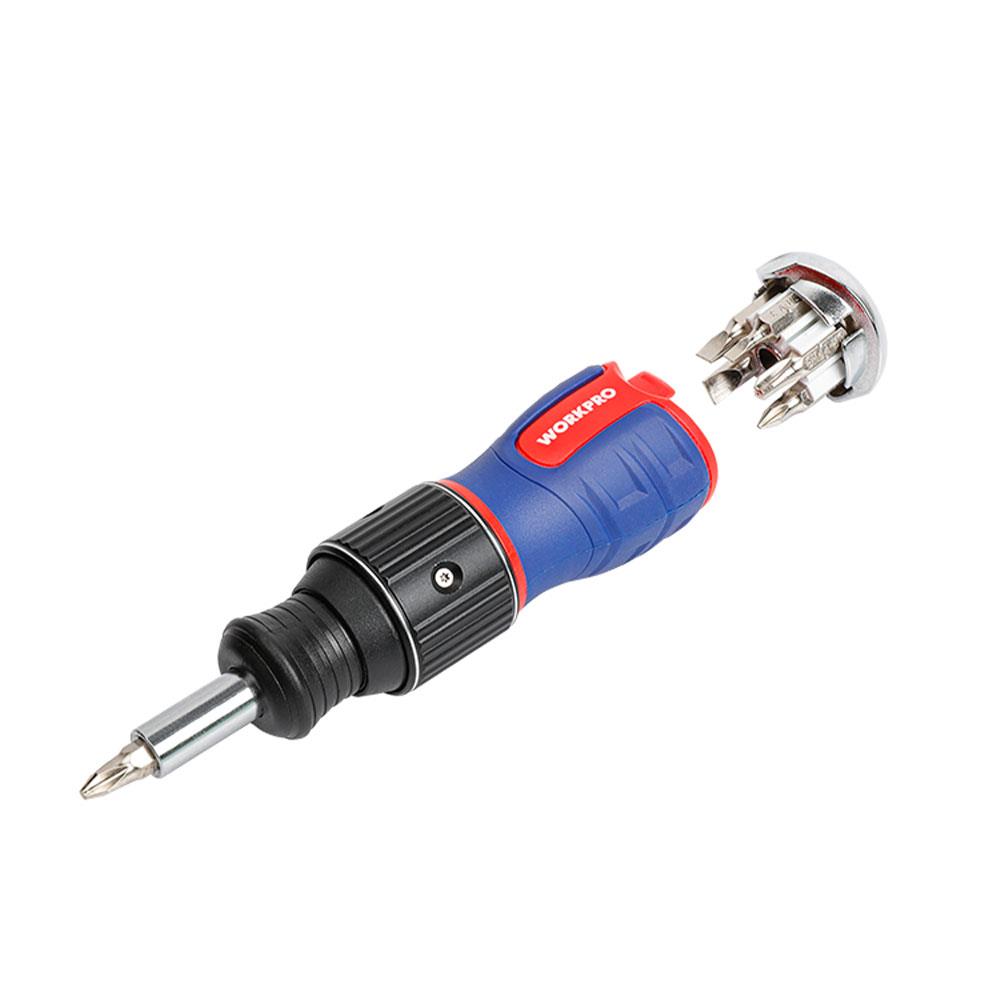 WORKPRO WP221071 6-IN-1 Profesyonel CR-V Cırcırlı Manyetik Topaç Tornavida Seti fiyatı