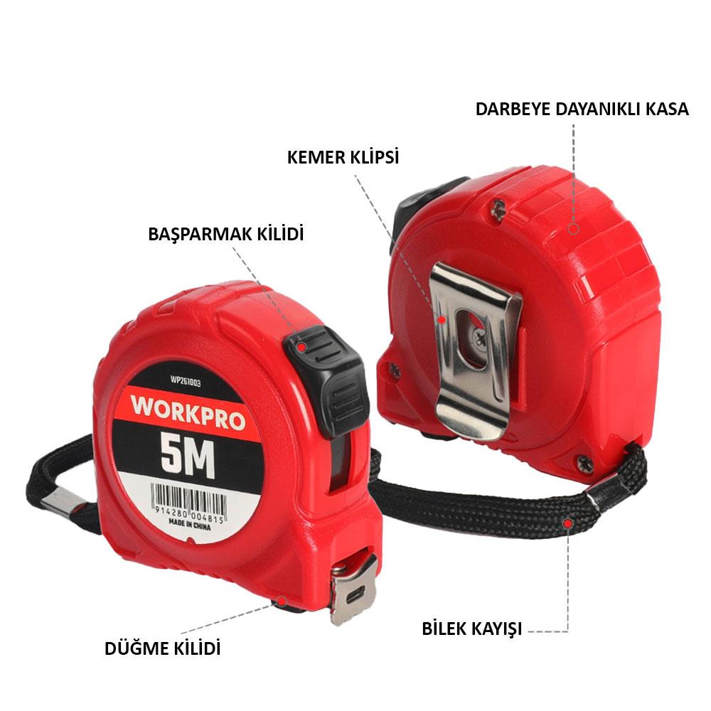 WORKPRO WP261003 5Mx19mm Beyaz Çelik Şerit Metre ne işe yarar