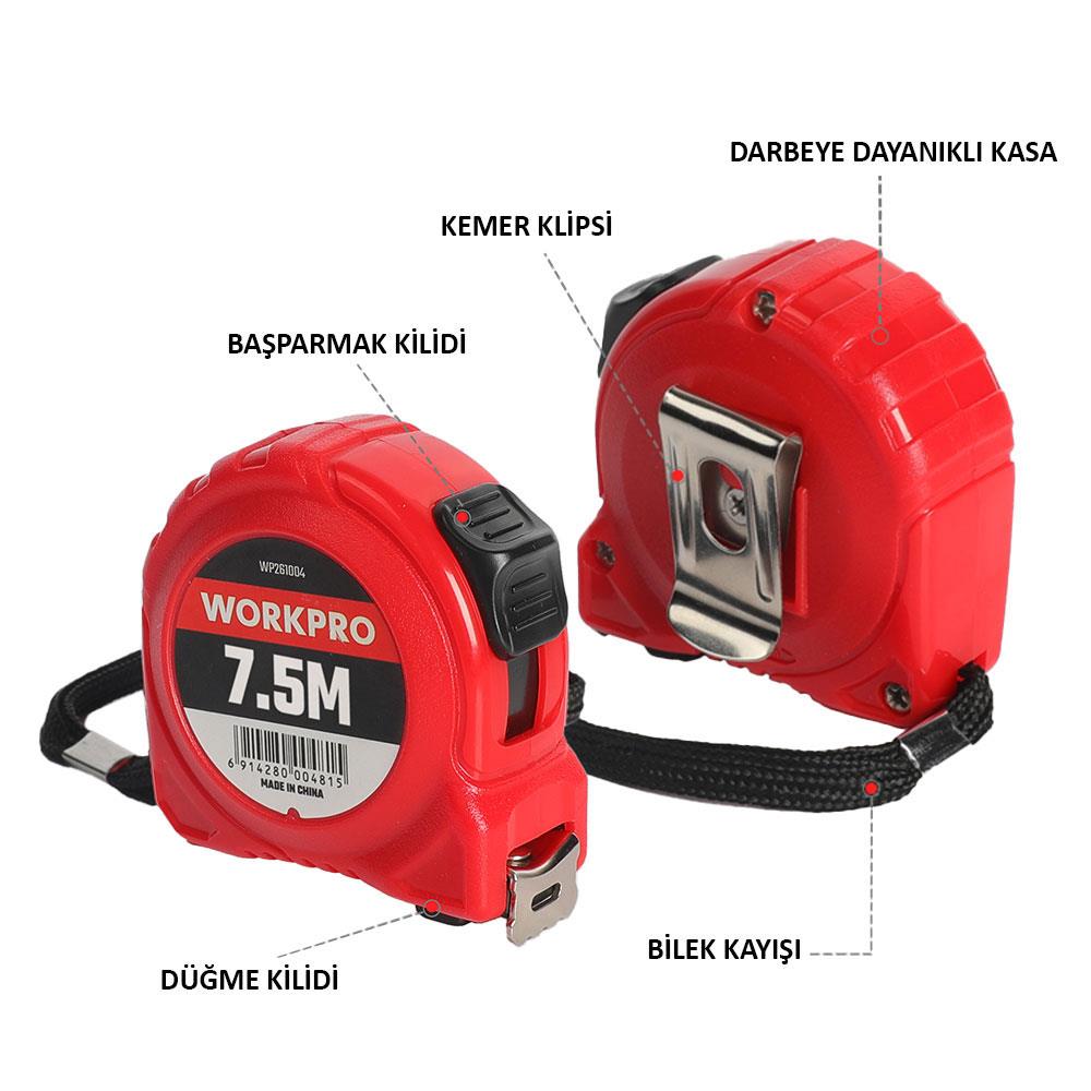 WORKPRO WP261004 7,5Mx25mm Beyaz Çelik Şerit Metre ne işe yarar