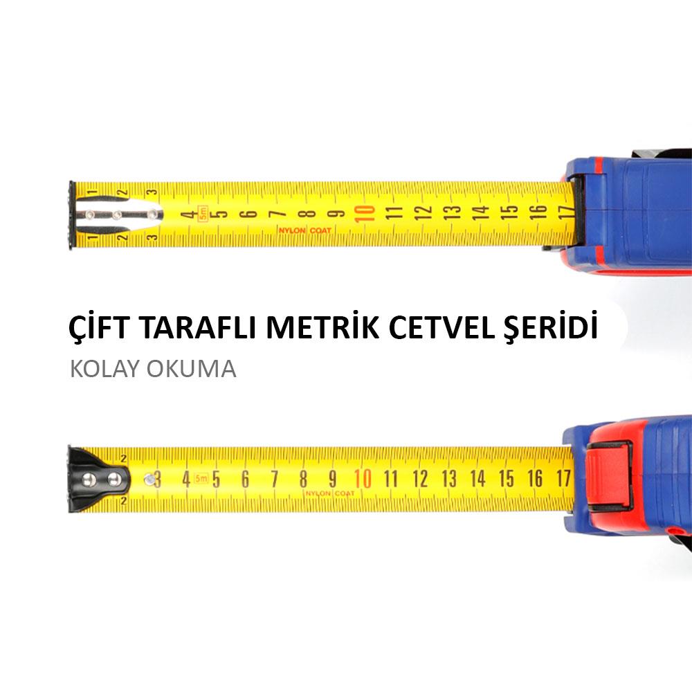 WORKPRO WP261041 5Mx25mm Naylon Kaplama Sarı Çift Taraflı Manyetik Çelik Şerit Metre ne işe yarar