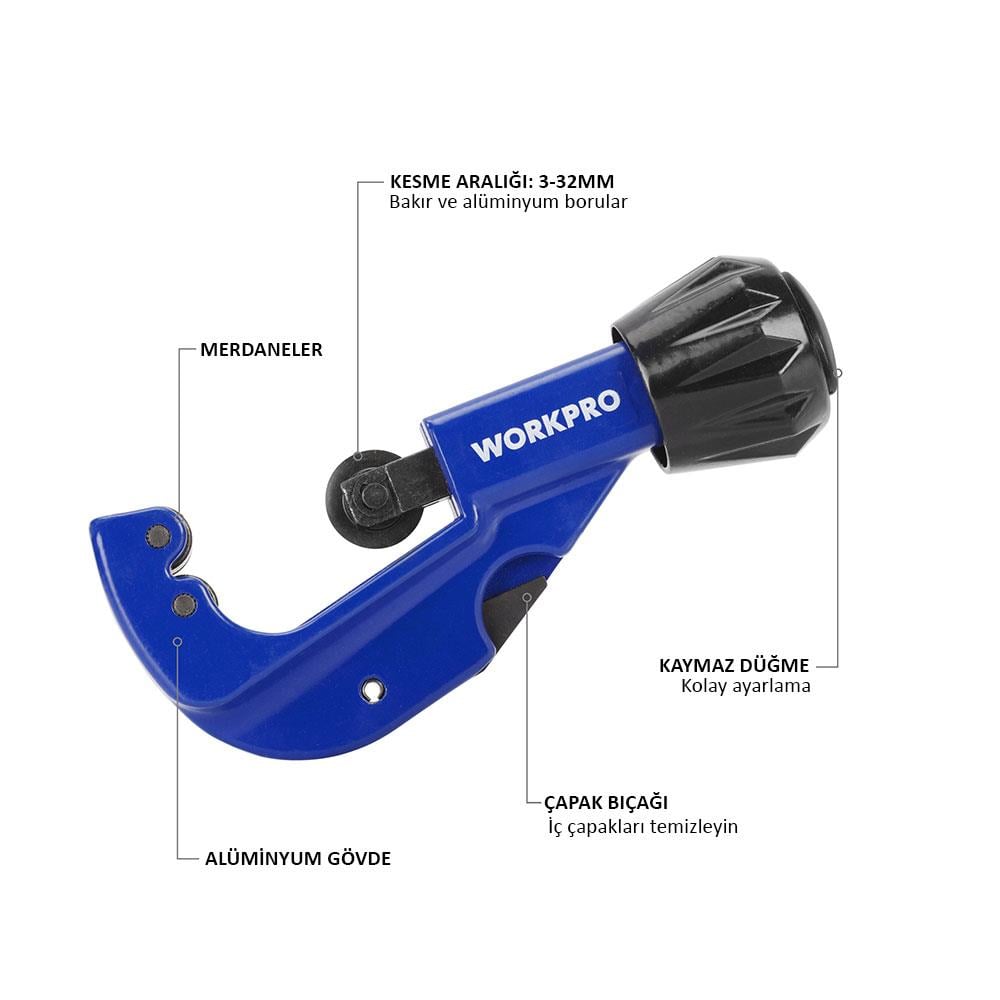 WORKPRO WP301005 3-32mm Profesyonel Bakır Boru Kesme Makası + 1 Adet Yedek Bıçak nasıl kullanılır