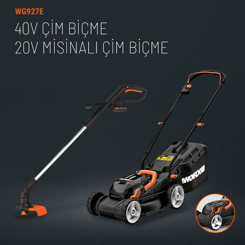 WORX WG927E 40Volt 2.0Ah. Li-ion 34cm Profesyonel Şarjlı Çim Biçme + WG157E.9 20Volt Misinalı Çim ve Kenar Kesme nasıl kullanılır