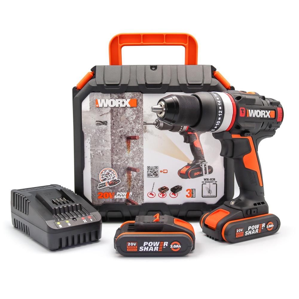 WORX WX-JCR 20Volt/2.0Ah Li-ion Çift Akülü Kömürsüz Profesyonel Darbeli Şarjlı Matkap fiyatı