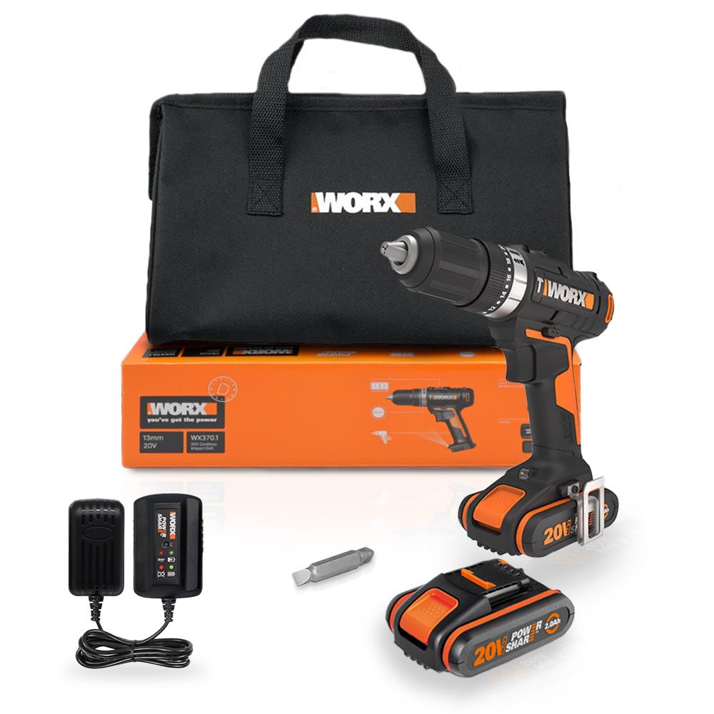 WORX WX370.1 20Volt/2.0Ah. Li-ion Çift Akülü Profesyonel Şarjlı Darbeli Matkap fiyatı