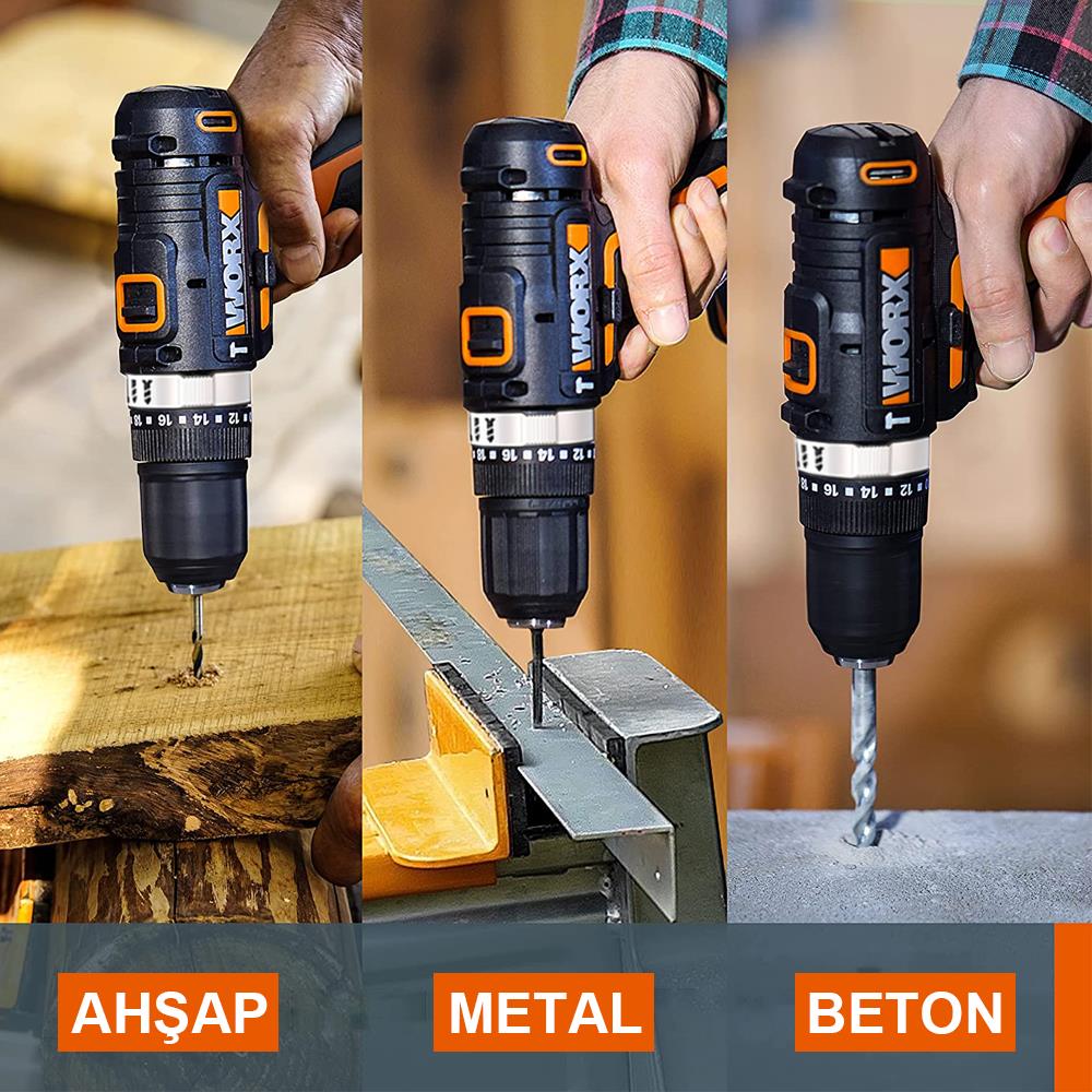WORX WX370.1 20Volt/2.0Ah. Li-ion Çift Akülü Profesyonel Şarjlı Darbeli Matkap ne işe yarar