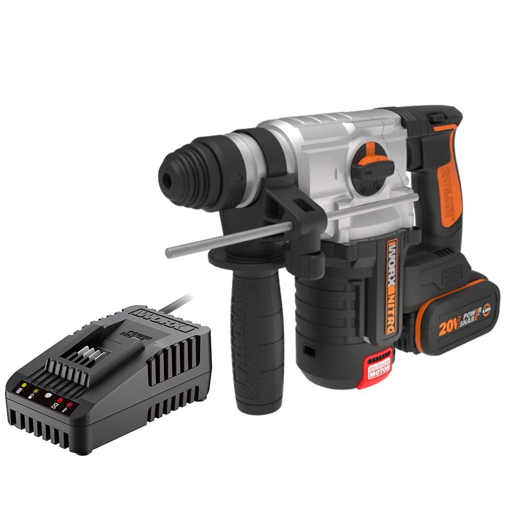 WORX WX380.9C 20Volt 2.0Ah. 2.2J Li-ion Tek Akülü Şarjlı Profesyonel SDS-Plus Pnömatik Kırıcı/Delici nasıl kullanılır