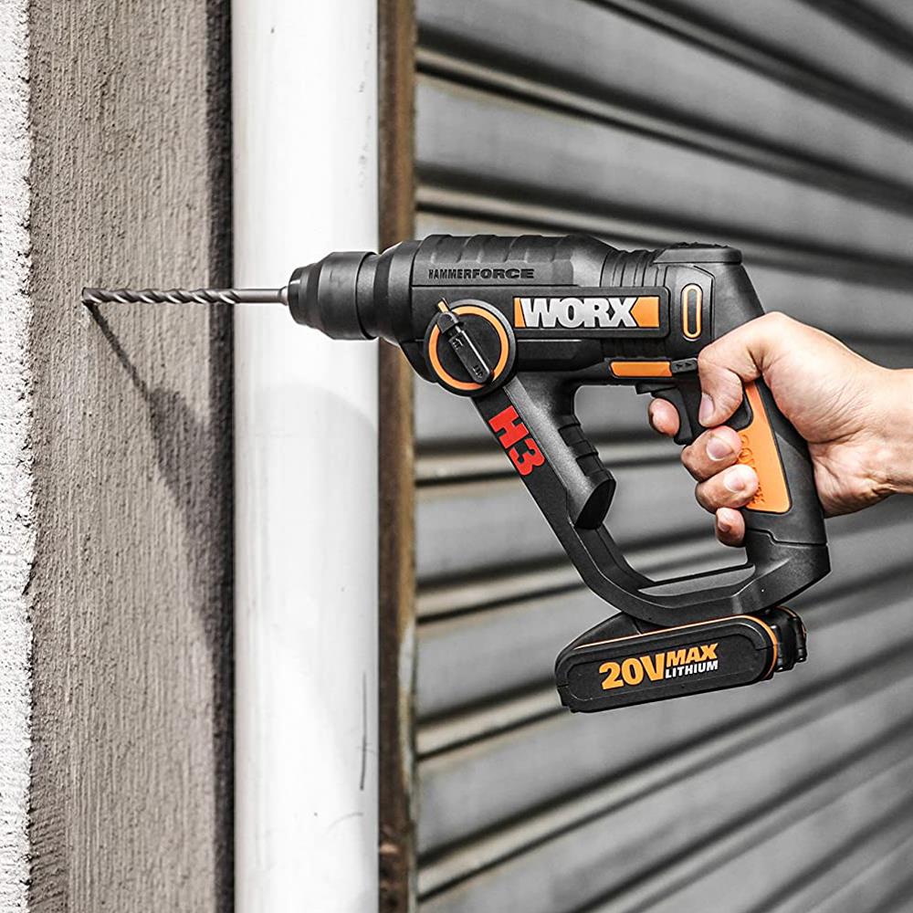 WORX WX390.1 20Volt 2.0Ah. Li-ion 1.2J Profesyonel SDS-Plus Pnömatik Çift Akülü Şarjlı Matkap + 8 Adet Uç + Mandren ne işe yarar