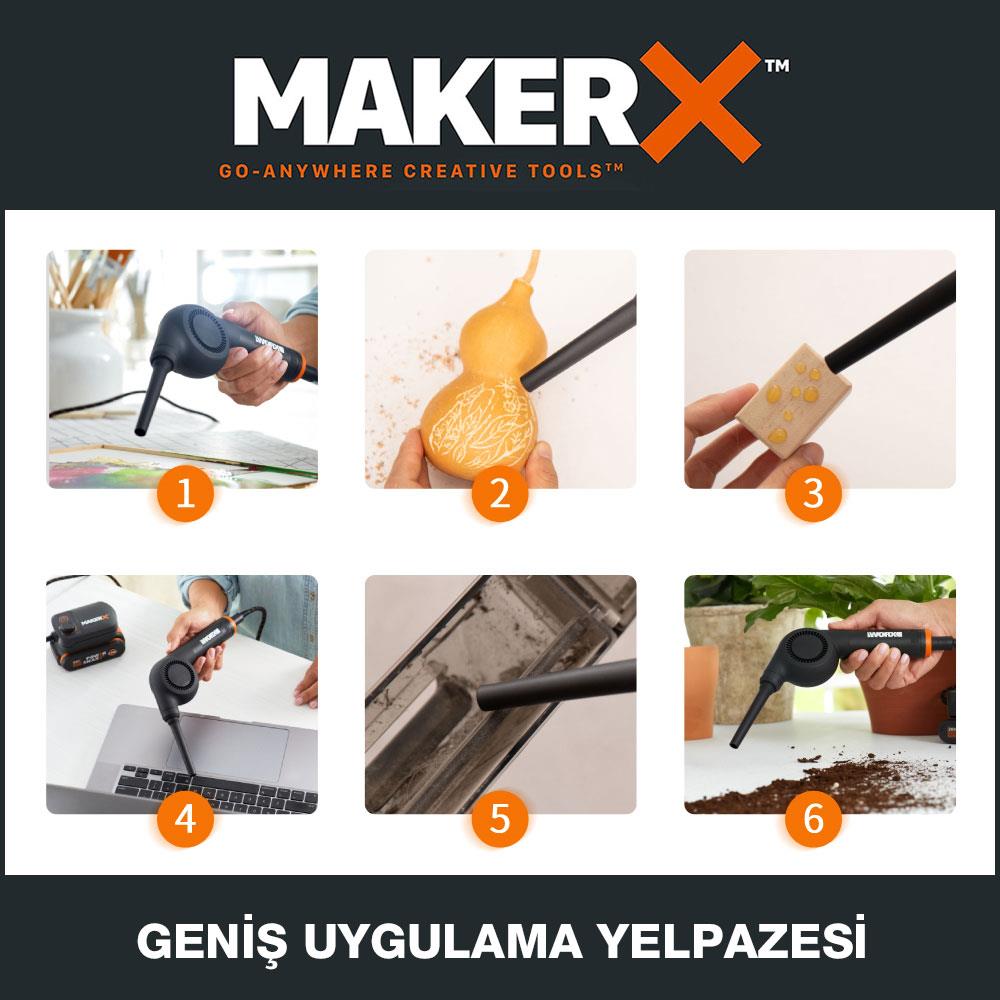 WORX WX747.9 MAKERX 20Volt Kömürsüz Profesyonel Mini Üfleyici (Akü Dahil Değildir) ne işe yarar