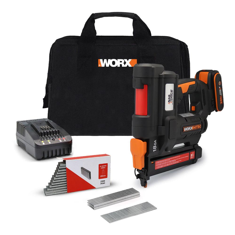 WORX WX844 20Volt/2.0Ah Li-ion 16-40mm Profesyonel Şarjlı Zımba Makinesi + 2700 Adet Yedek Zımba fiyatı