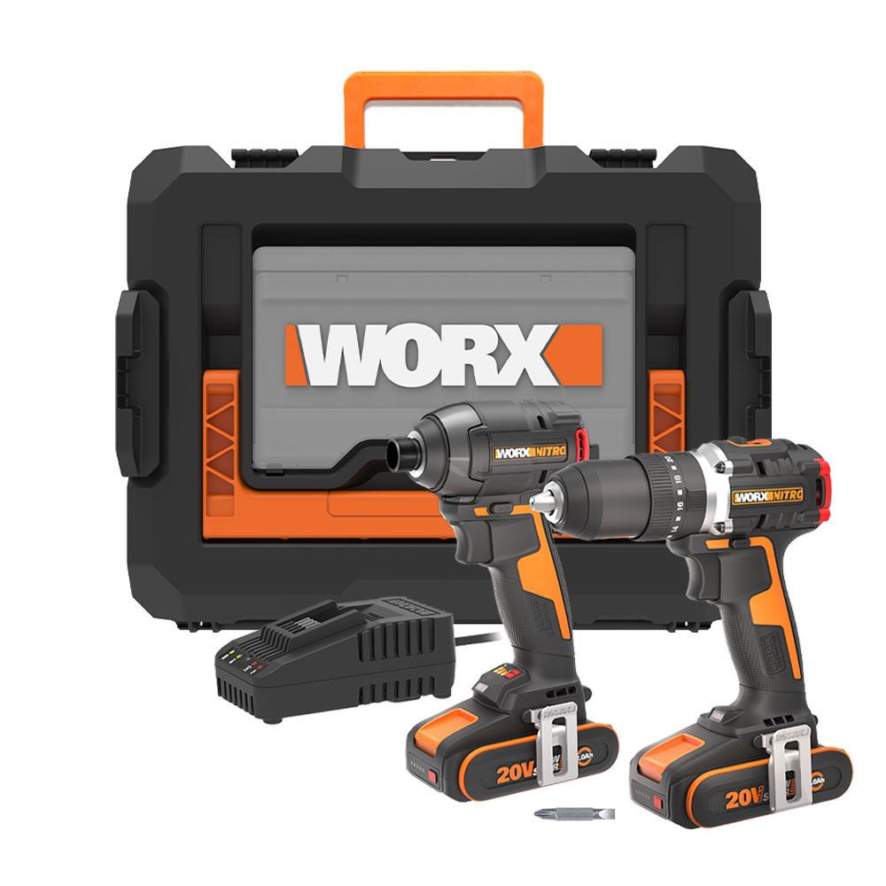 Worx WX925 20Volt/2.0Ah Li-ion Çift Akülü Kömürsüz Profesyonel Darbeli Matkap+WX265 Kömürsüz Darbeli Tornavida Kombo Set fiyatı