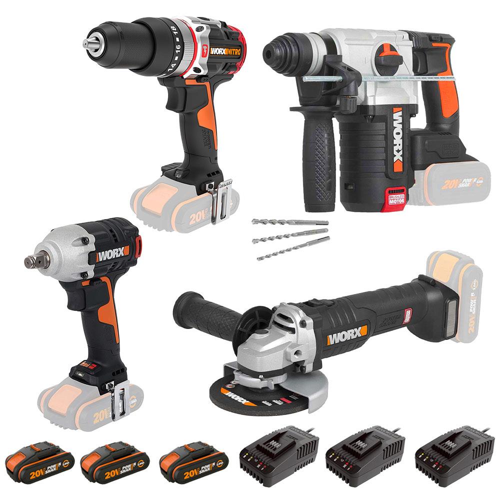 WORX WXKS5 WX354.9 + WX272.9 + WX380.9 + WX812.9 + WA3601 20V/2Ah Pro Kombo Set nasıl kullanılır