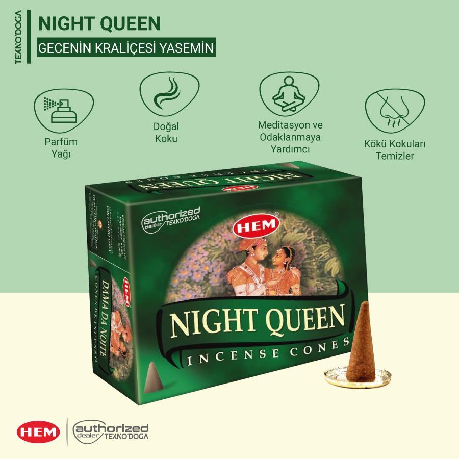HEM Night Queen Konik Tütsü 10ad (Incense Cones) 10 adet