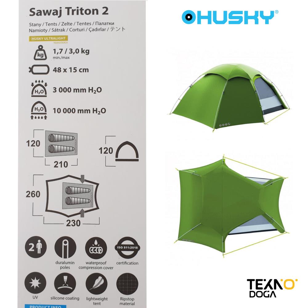 Husky Sawaj Triton 2 Kişilik 5 Mevsim Kamp Çadırı Yeşil